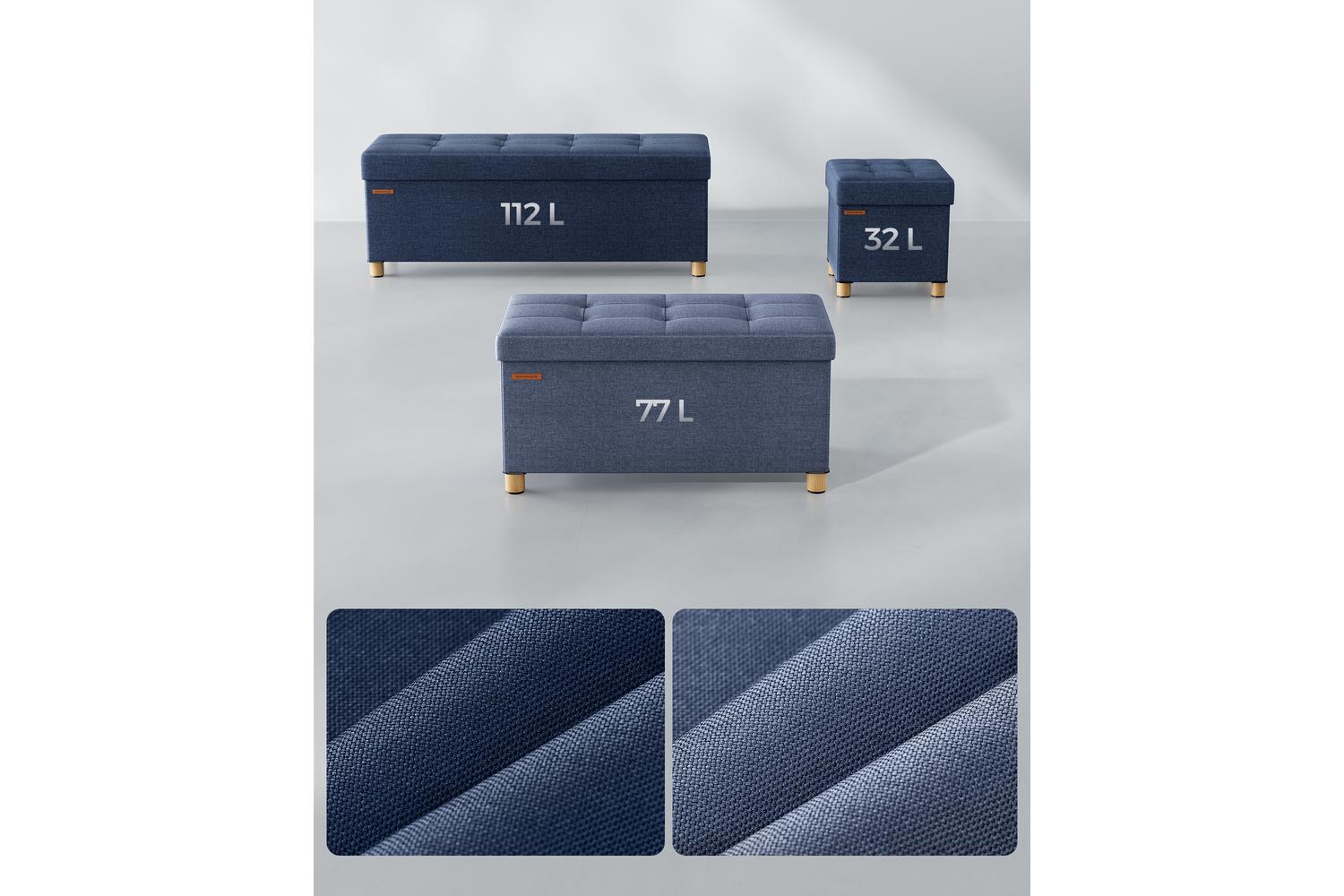 Storage Ottoman | Storage Bench | Linen-look Fabric | 76cm-5