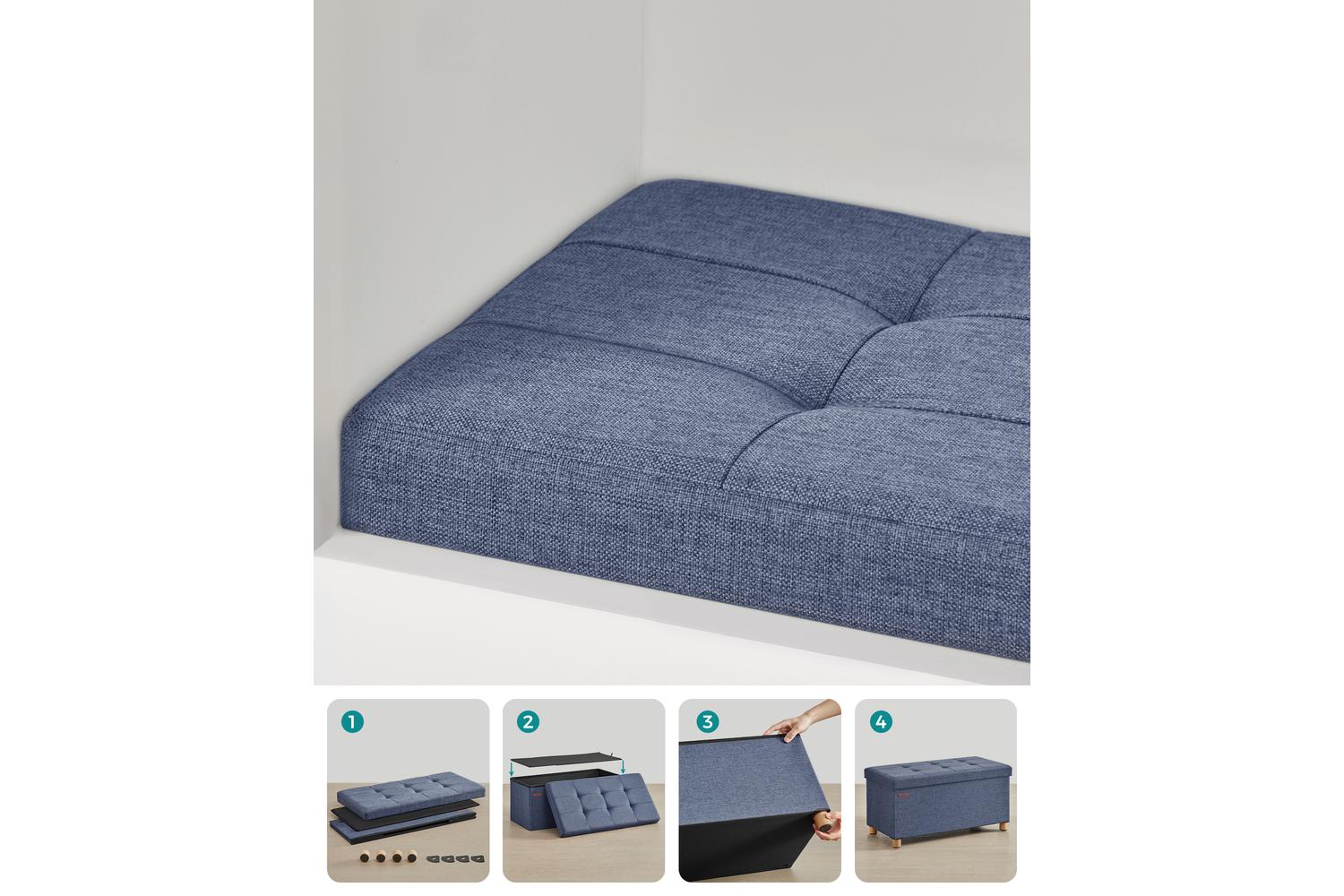 Storage Ottoman | Storage Bench | Linen-look Fabric | 76cm-6