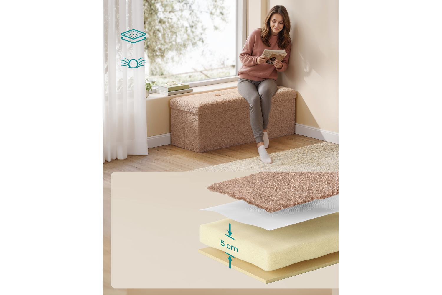 Ottoman | Storage Bench | Fleece Fabric | 38 X 38 X 38 Cm-3