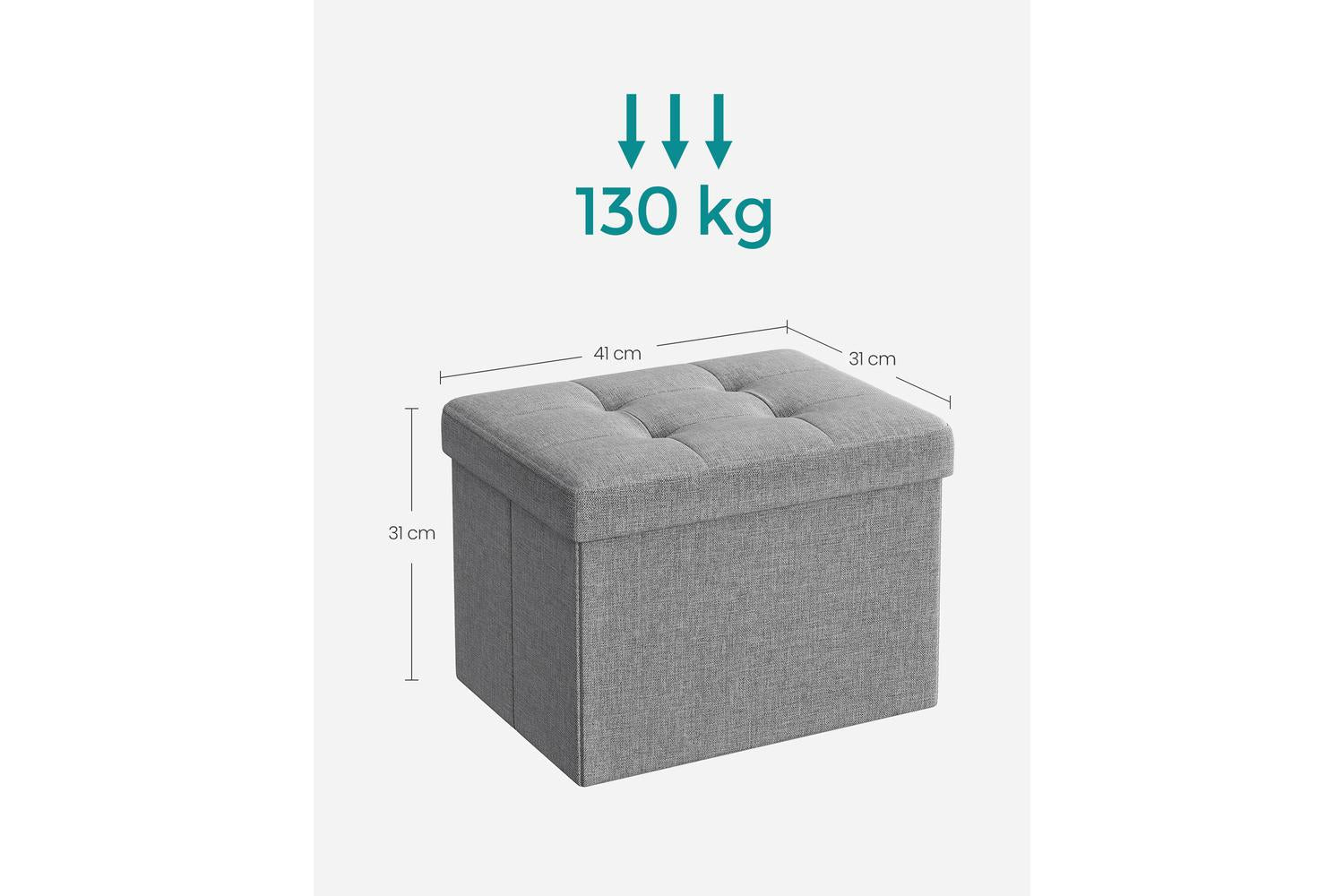 Storage Ottoman | Storage Box | Faux Linen | 31 X 41 X 31 Cm-4