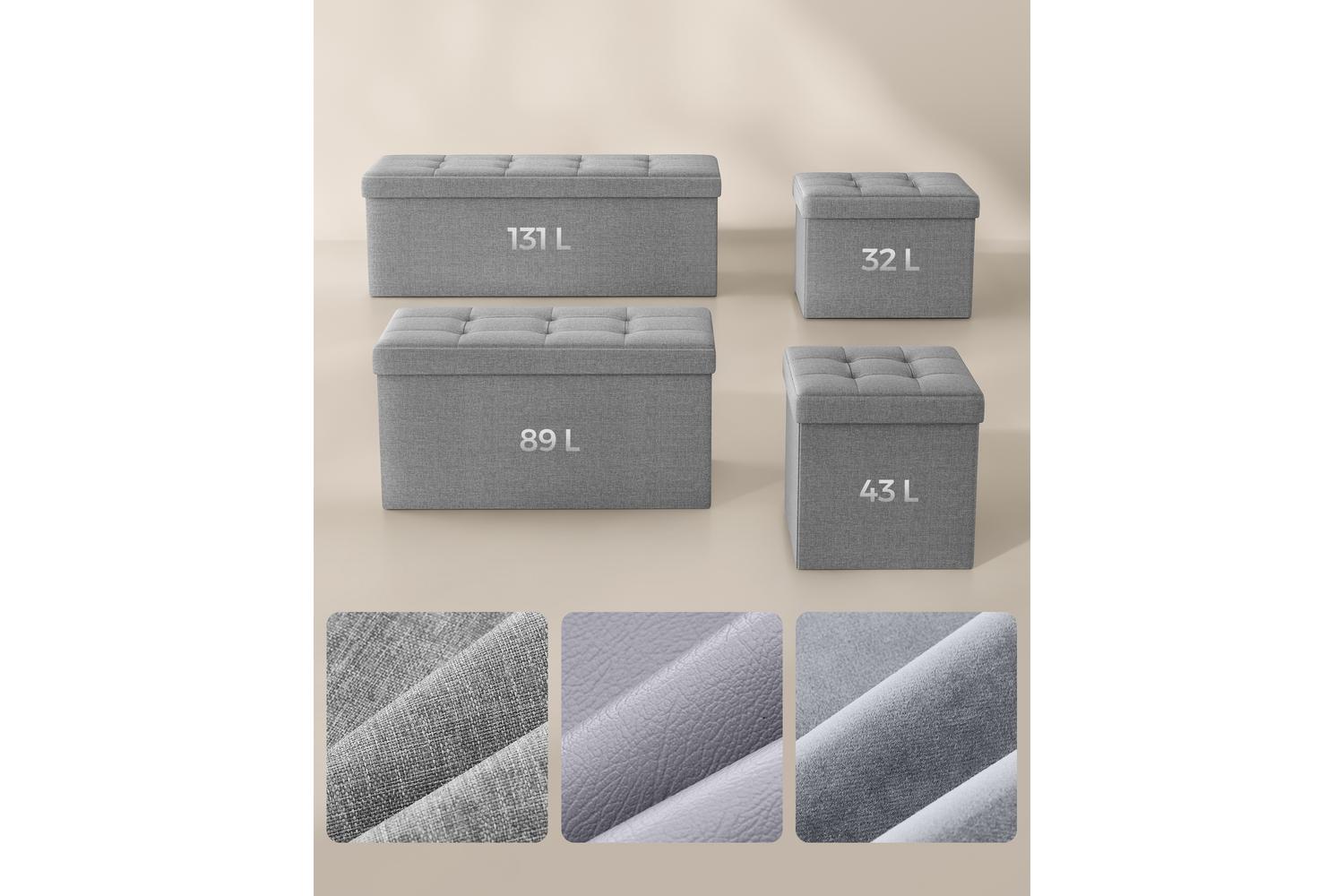 Storage Ottoman | Storage Box | Faux Linen | 31 X 41 X 31 Cm-5