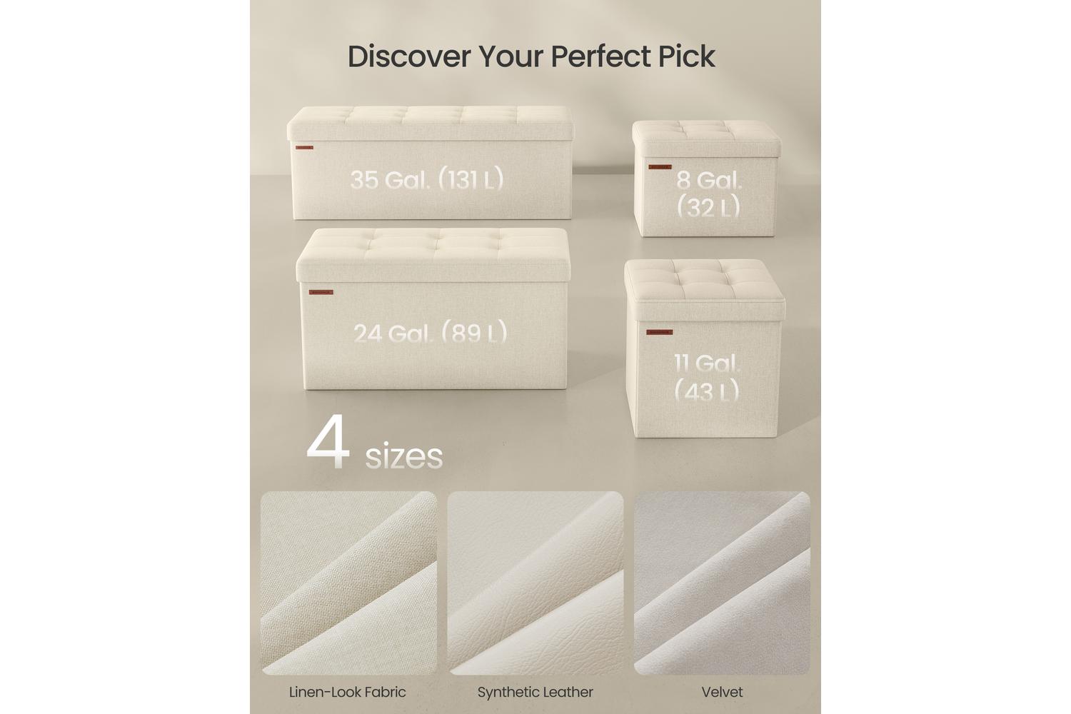 Storage Ottoman | Storage Box | Faux Linen | 31 X 41 X 31 Cm-5