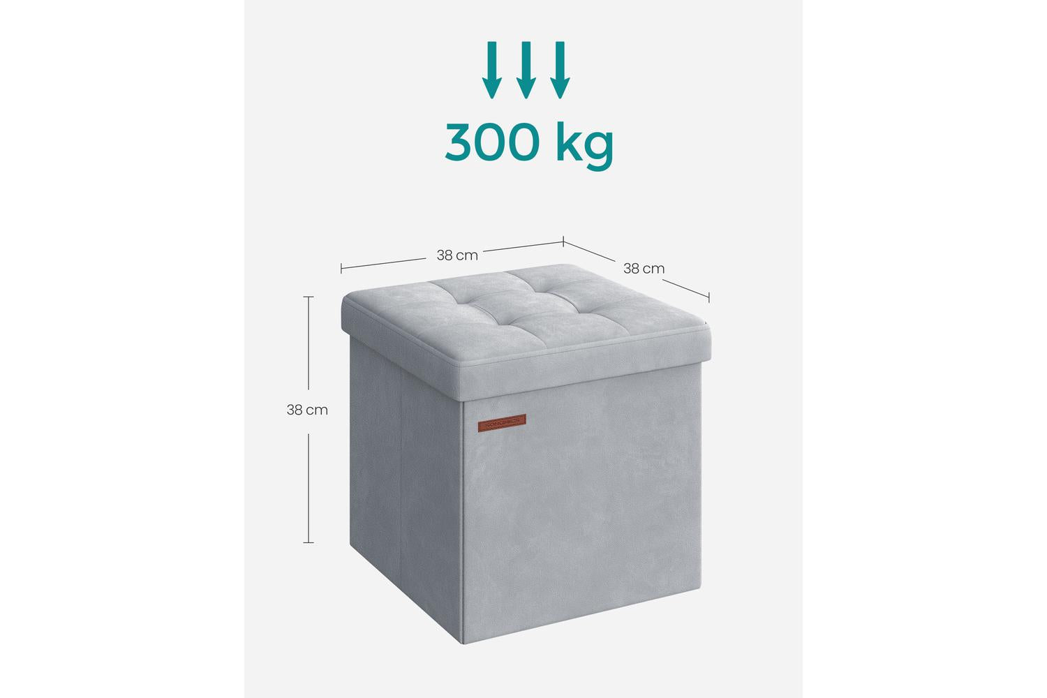 Storage Ottoman | Storage Box | Linen-look Fabric | 38 X 38 X 38 Cm-4