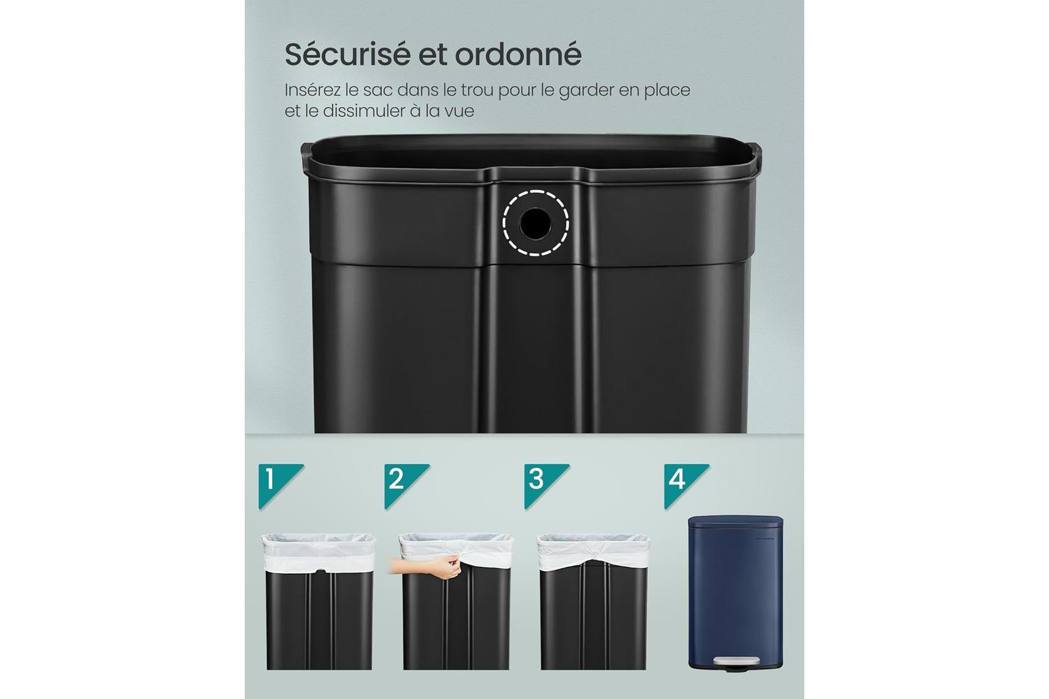 Songmics Trash Can | Pedal Bin | Steel | 50l-4