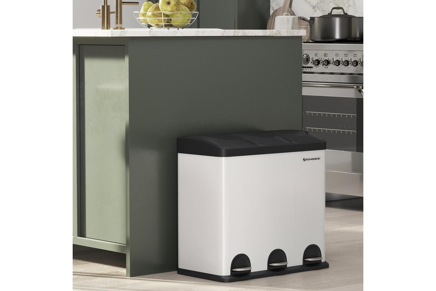 Songmics Garbage Can | Rubbish Bin | Steel And Abs Plastic | 60.4 X 30 X 56.3 Cm-2