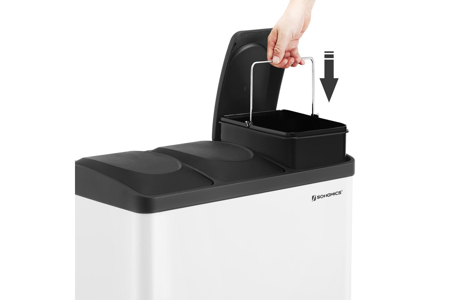Songmics Garbage Can | Rubbish Bin | Steel And Abs Plastic | 60.4 X 30 X 56.3 Cm-3