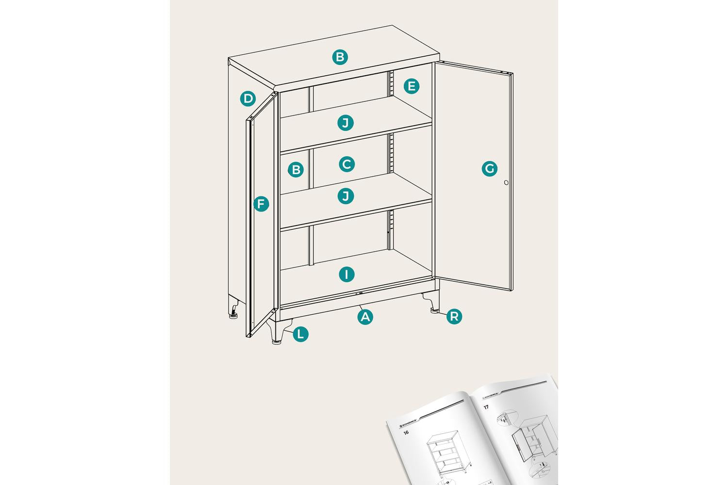 File Cabinet | Storage Cabinet | Steel | 40 X 60 X 90 Cm-6