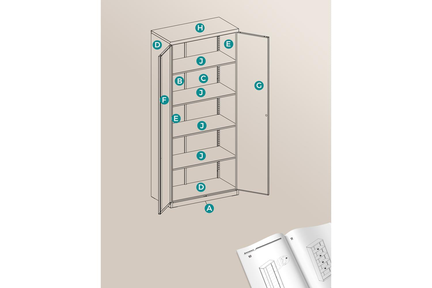 Songmics File Cabinet | Metal Storage Cabinet | Powder-coated Steel | 180 Cm-7
