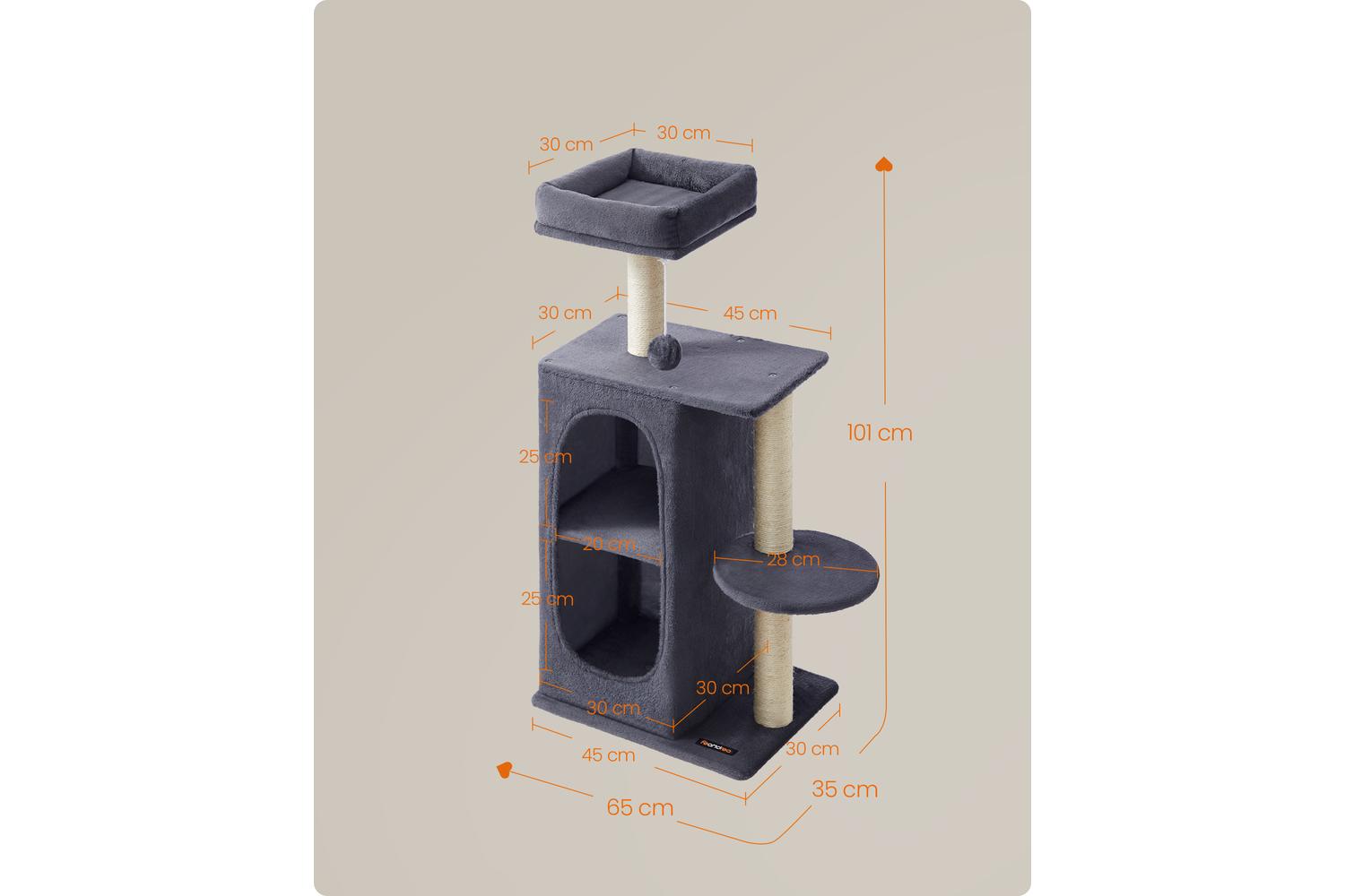 Cat Tree | Cat Furniture | Plush, Particle Board, Sisal | 101 Cm-5