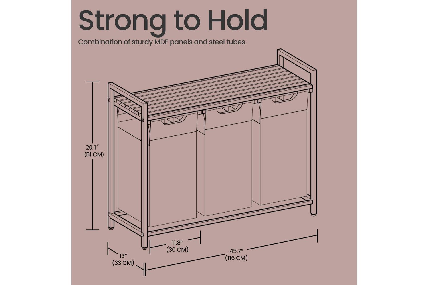 Laundry Basket | Laundry & Clothing Care | Mdf & Steel | 92.5 X 33 X 72 Cm-4