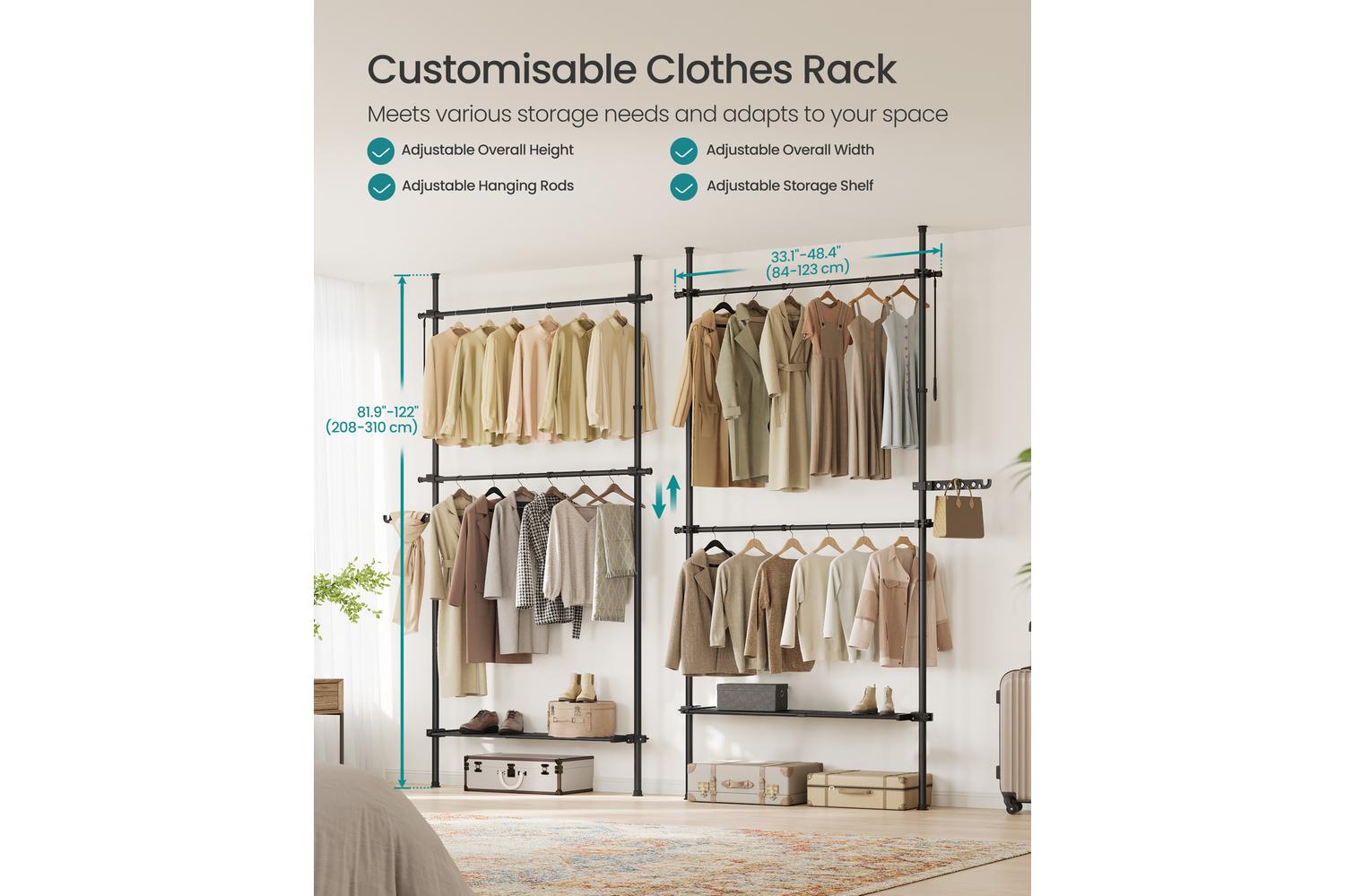 Garment Rack | Clothes Storage | Steel | Adjustable-2