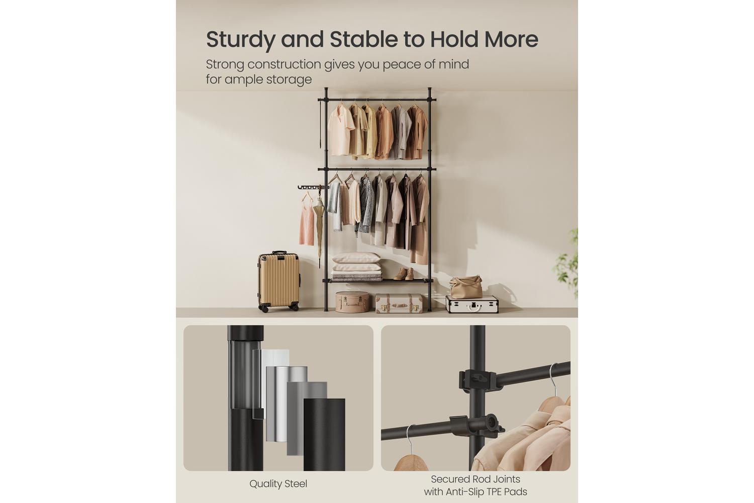 Garment Rack | Clothes Storage | Steel | Adjustable-4