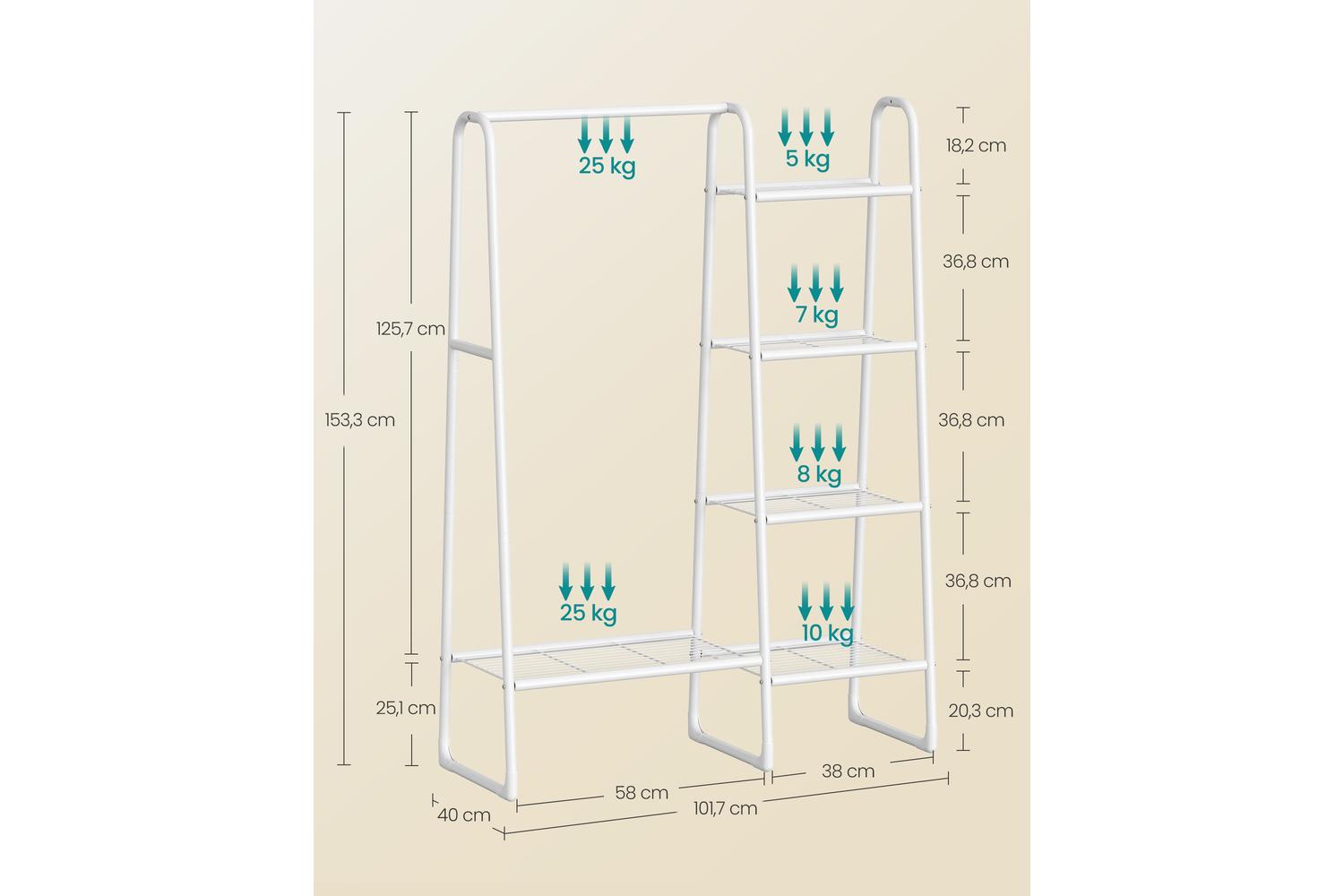 Garment Rack | Clothes Storage | Steel | 40 X 101.7 X 153.3 Cm-4
