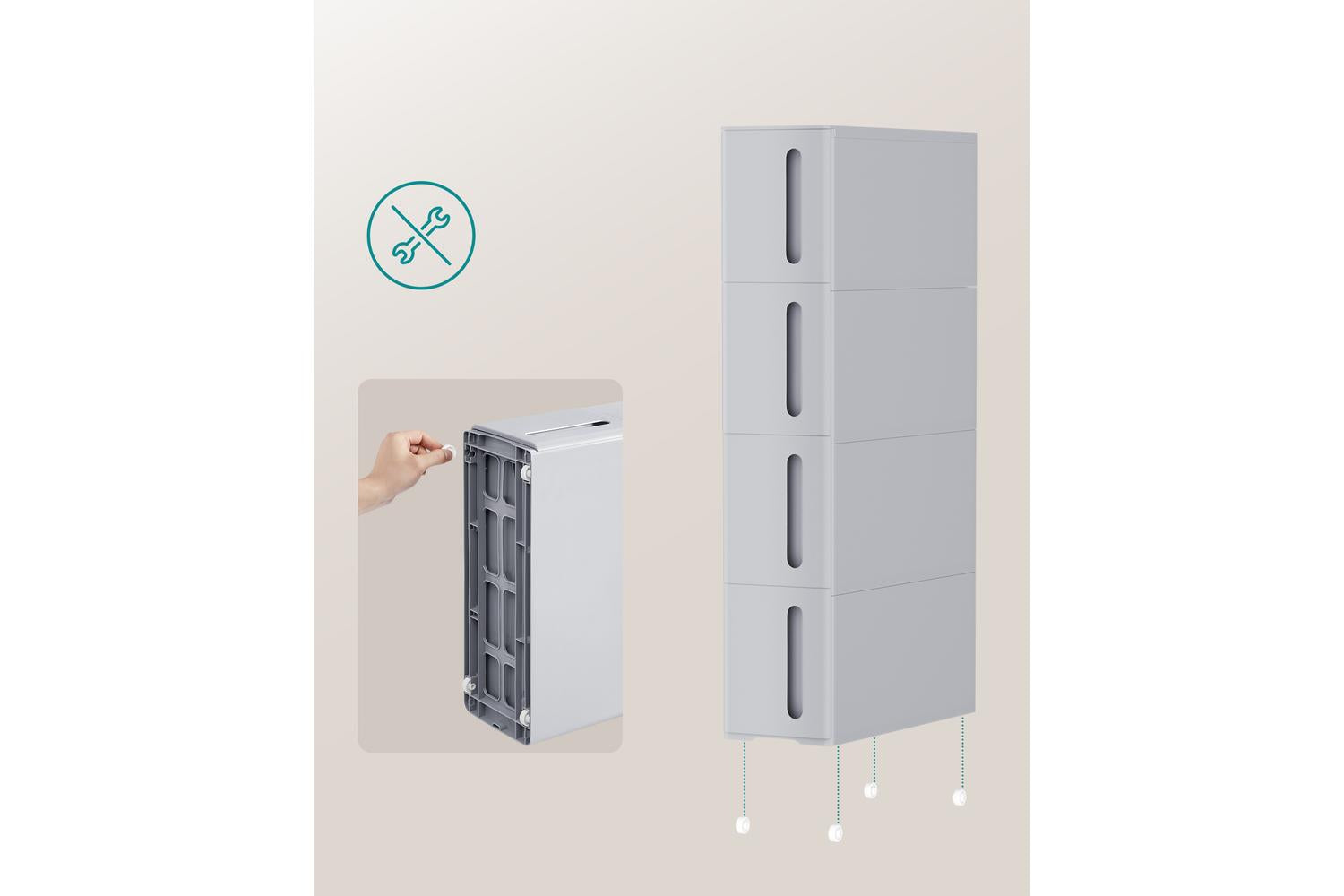 Kitchen Storage Rack | Trolley | Pp Plastic | Slim 4-tier-6