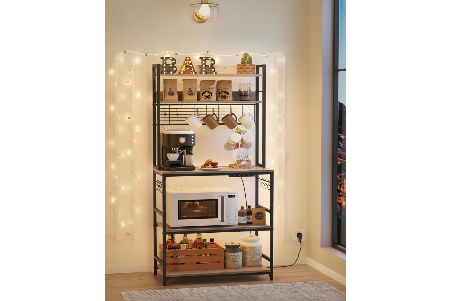 Kitchen Shelf With Outlets | Freestanding Storage Rack | Particleboard And Steel | 40 X 80 X 170 Cm-2