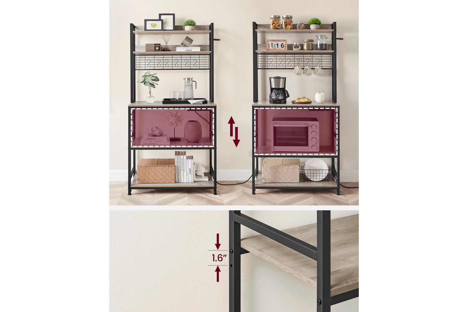 Kitchen Shelf With Outlets | Freestanding Storage Rack | Particleboard And Steel | 40 X 80 X 170 Cm-4