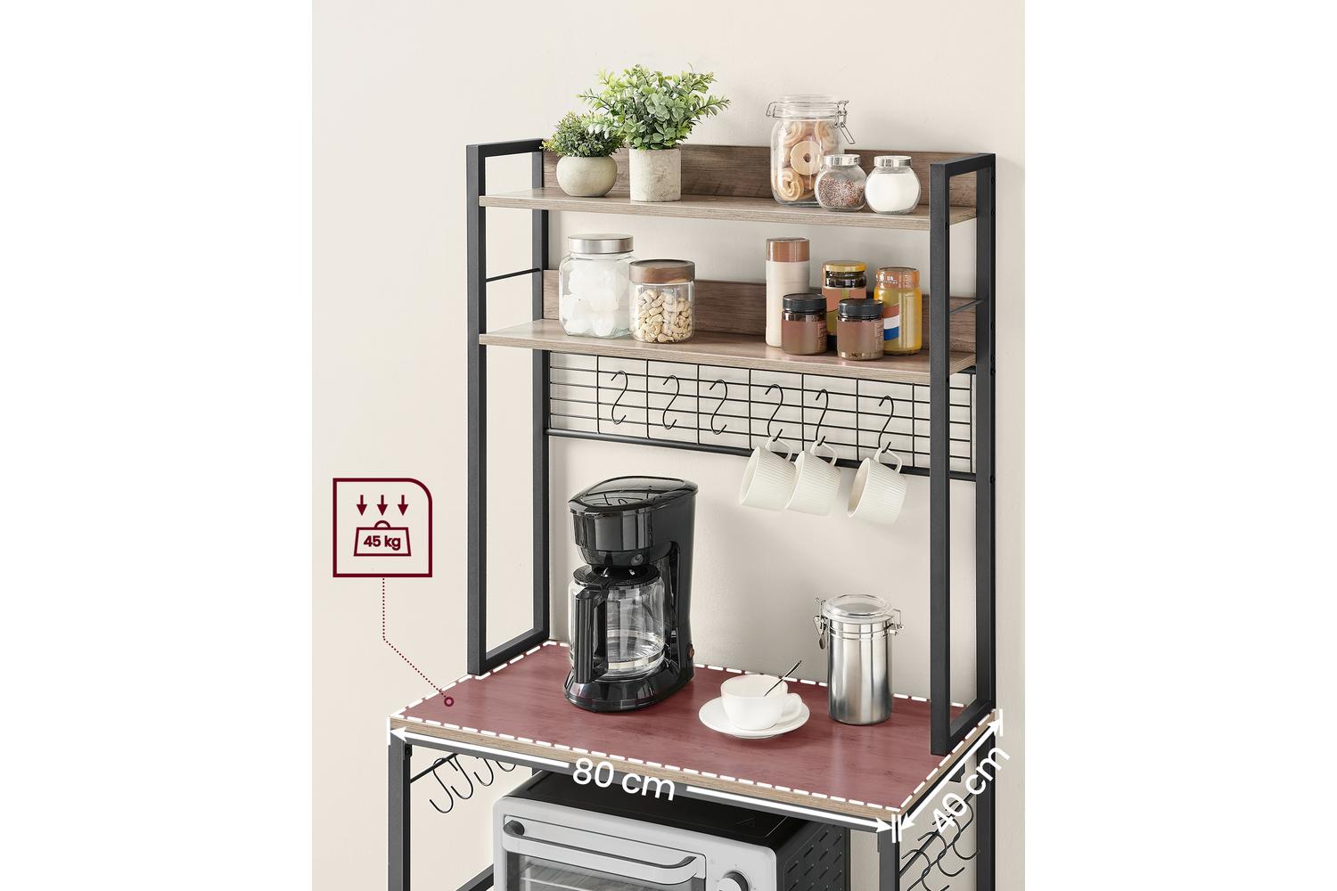 Kitchen Shelf With Outlets | Freestanding Storage Rack | Particleboard And Steel | 40 X 80 X 170 Cm-6