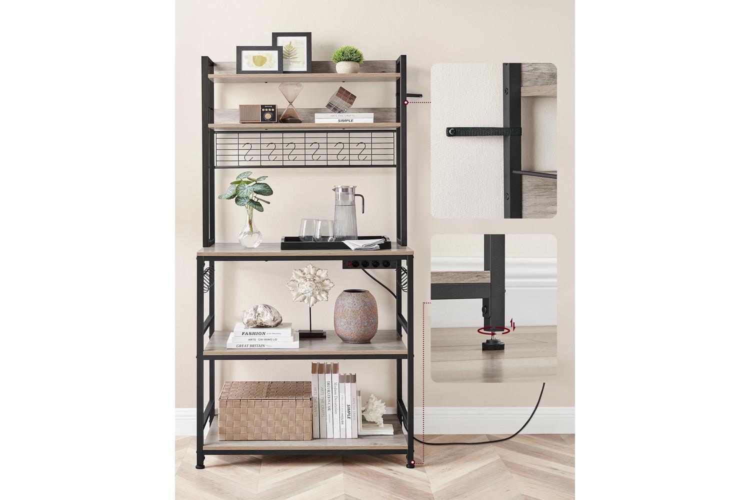 Kitchen Shelf With Outlets | Freestanding Storage Rack | Particleboard And Steel | 40 X 80 X 170 Cm-8
