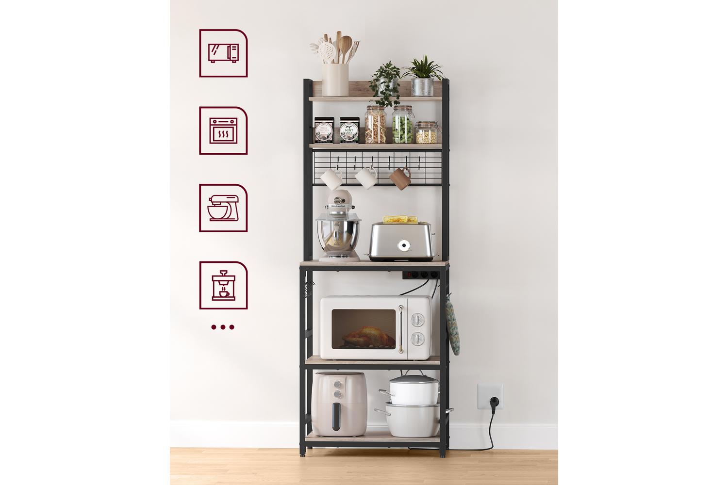 Kitchen Shelf | Kitchen Storage Shelf | Chipboard And Steel | Five Tier-5