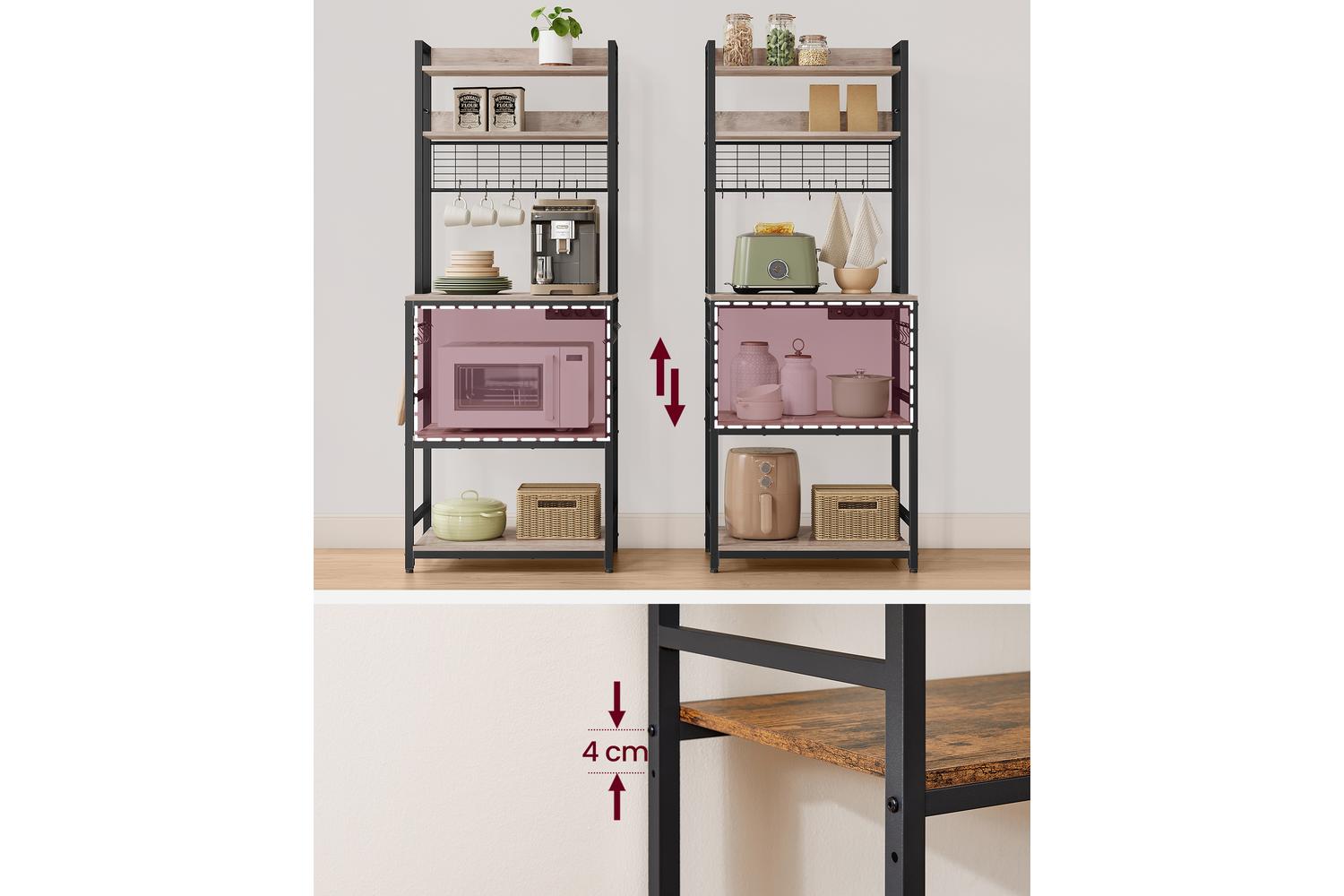 Kitchen Shelf | Kitchen Storage Shelf | Chipboard And Steel | Five Tier-8