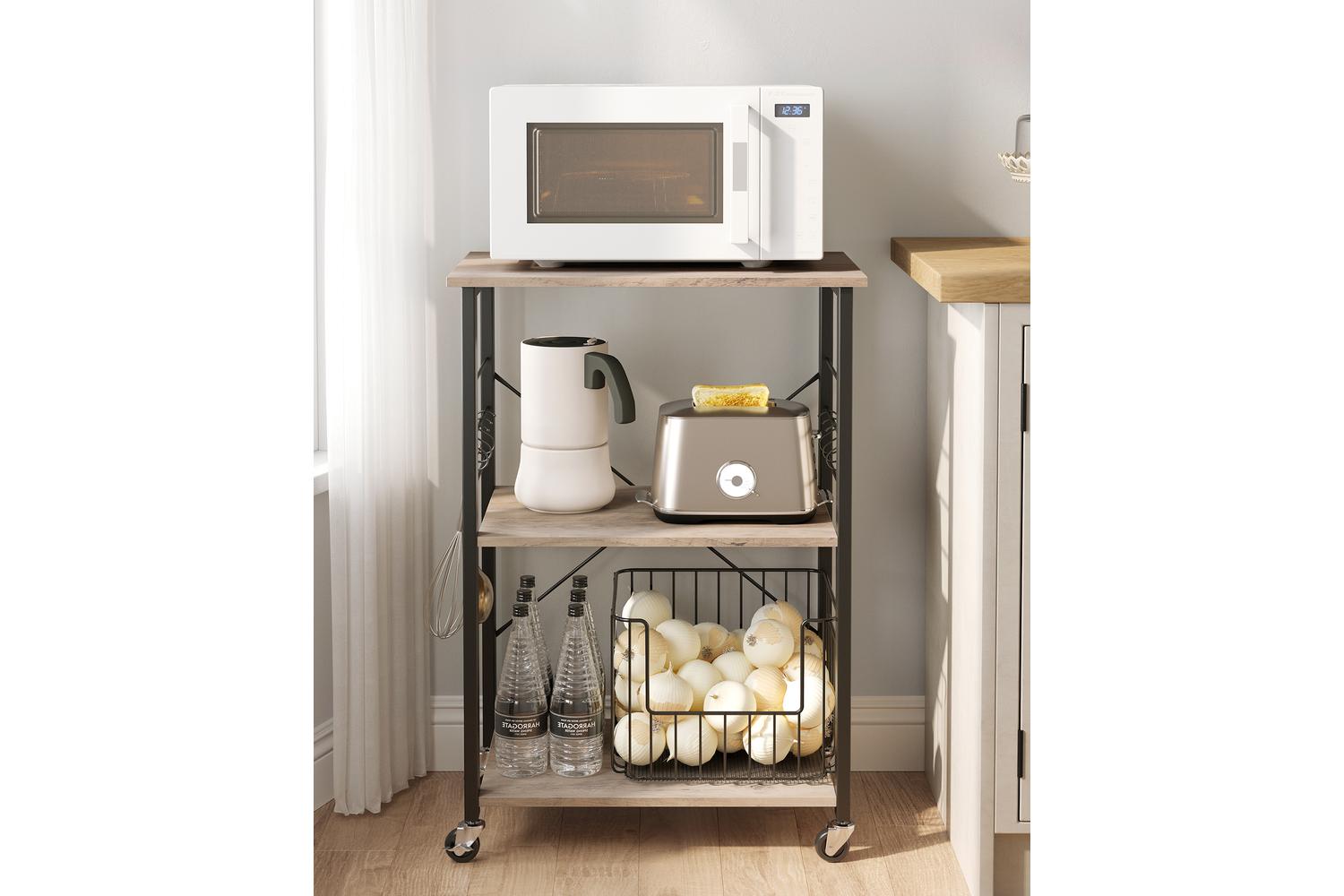 Kitchen Shelves | Kitchen Storage Shelf | Particle Board And Steel | 3-tier-2