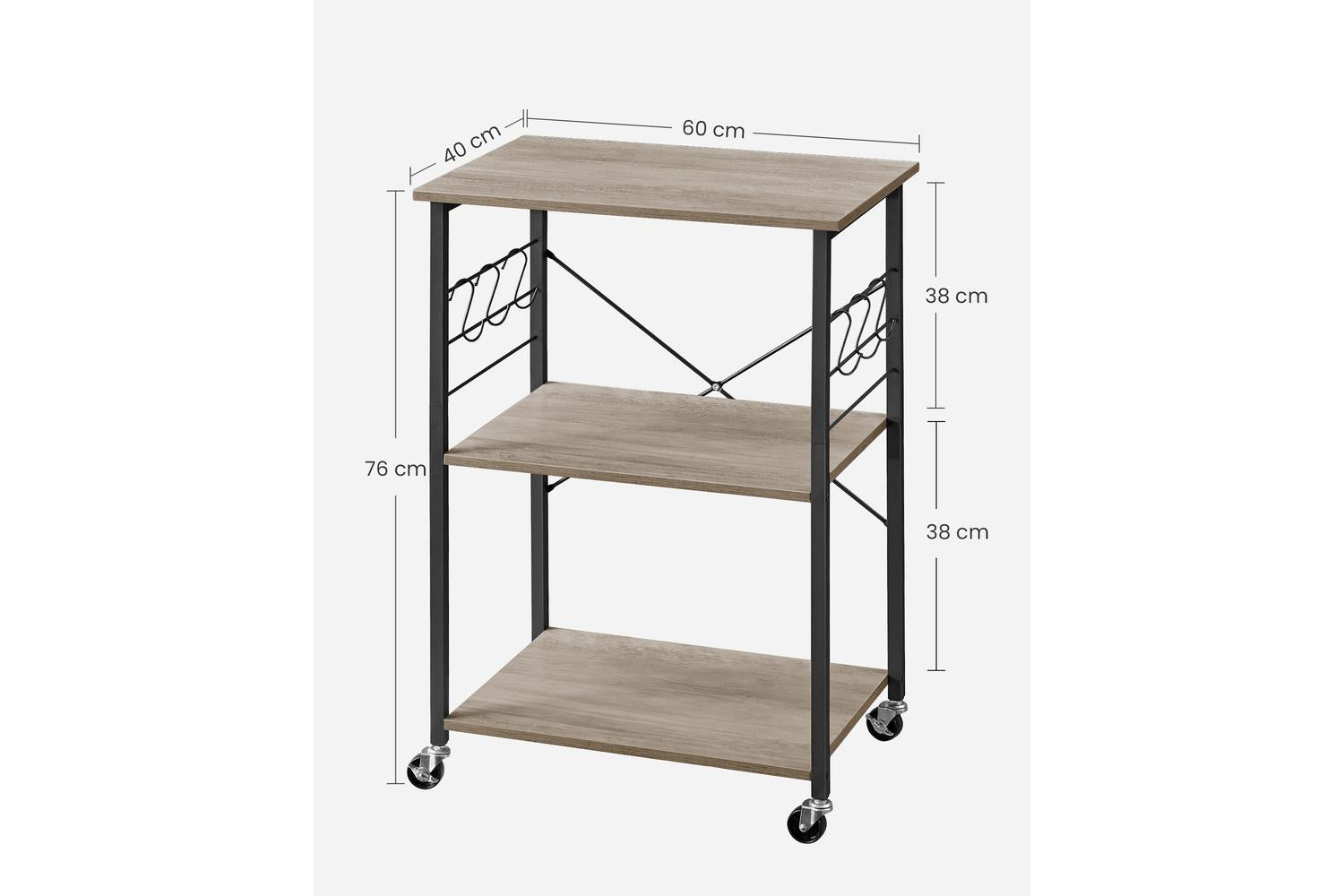 Kitchen Shelves | Kitchen Storage Shelf | Particle Board And Steel | 3-tier-5