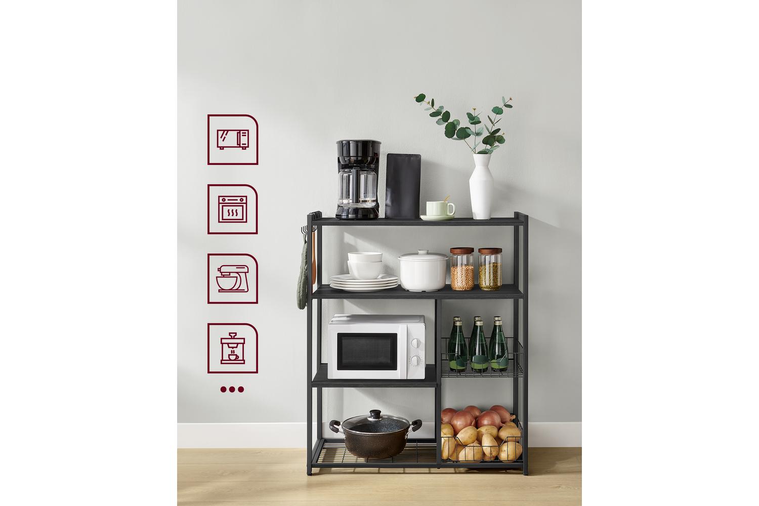 Kitchen Shelf | Kitchen Storage Shelf | Steel & Wood | Multi-tier-3