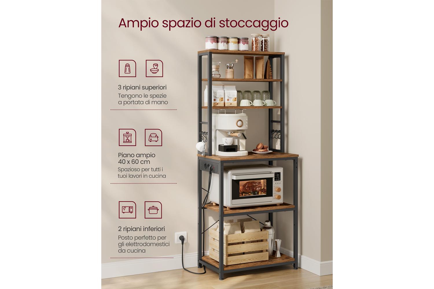 Kitchen Shelf | Kitchen Storage Rack | Steel And Particle Board | 40 X 60 X 167 Cm-3