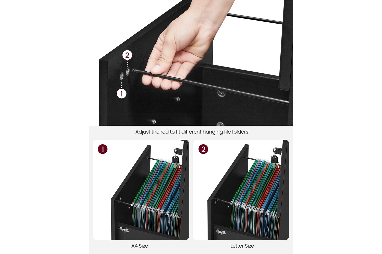 File Cabinet | Filing Cabinet | Black | 2 Drawer-2