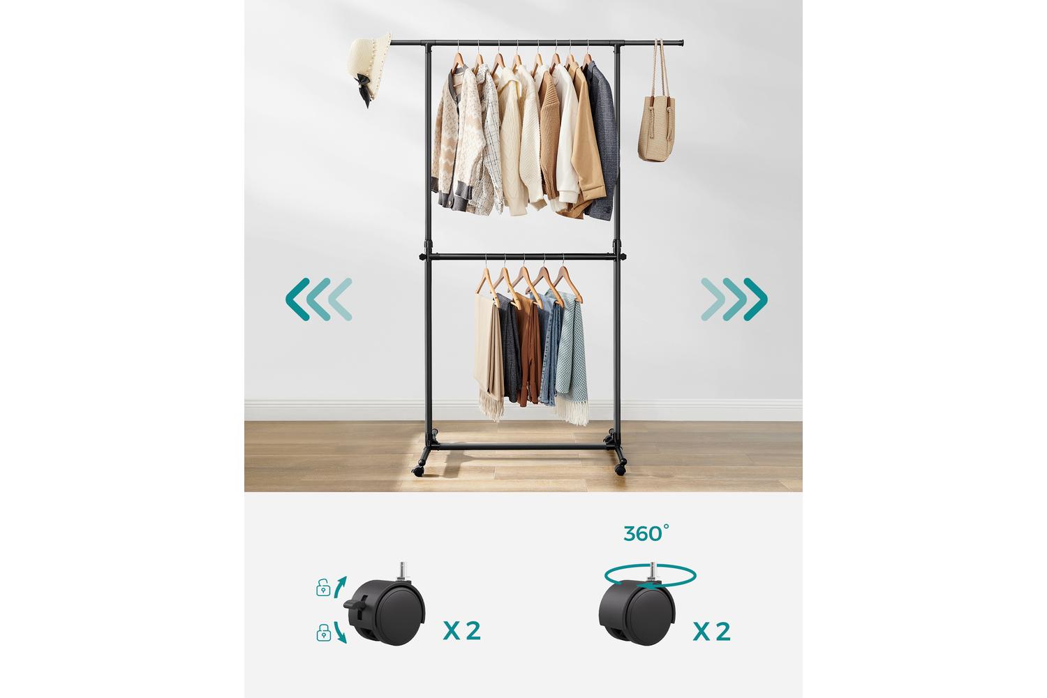 Coat Rack | Double Clothes Rail | Steel | Adjustable Size-4