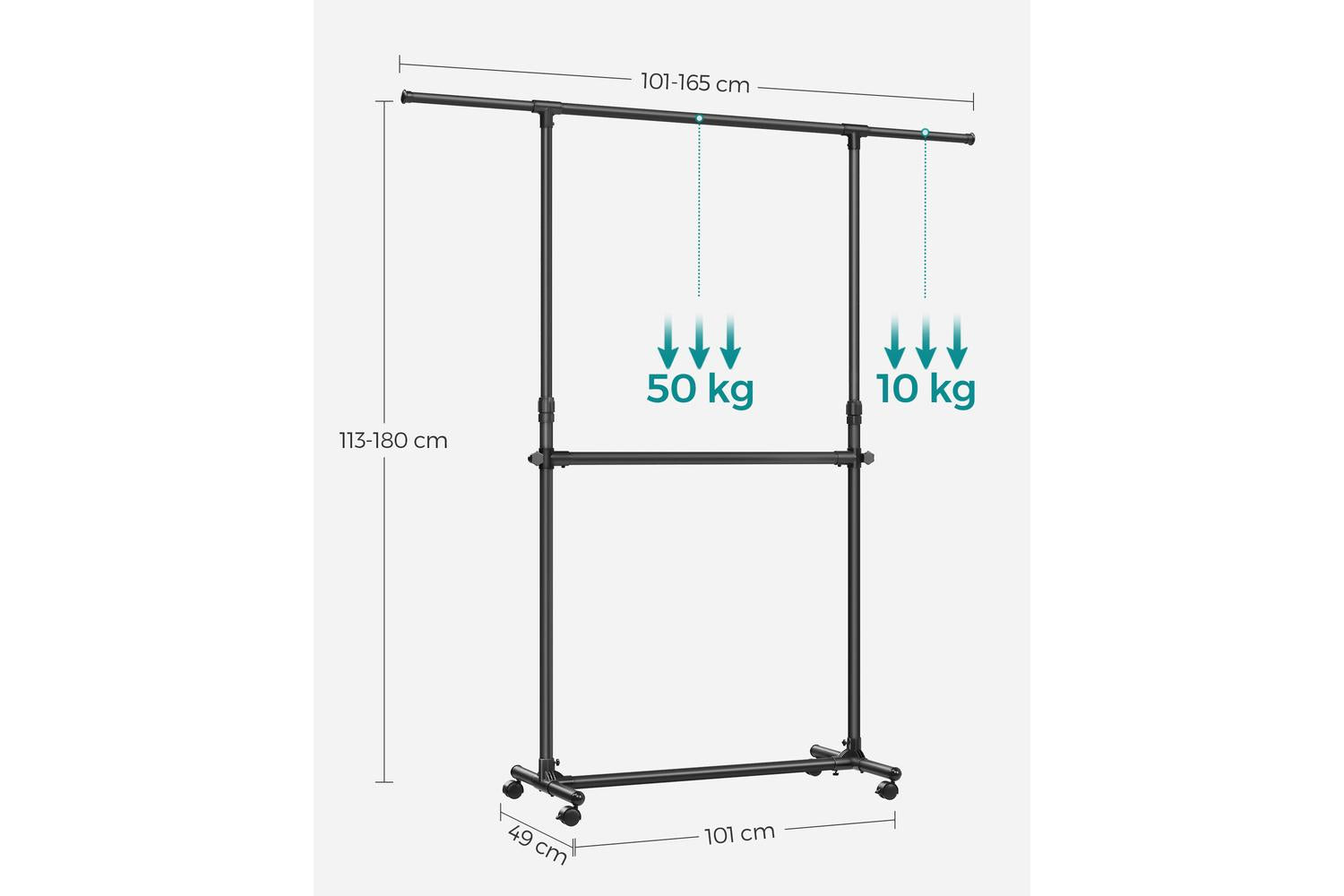Coat Rack | Double Clothes Rail | Steel | Adjustable Size-6