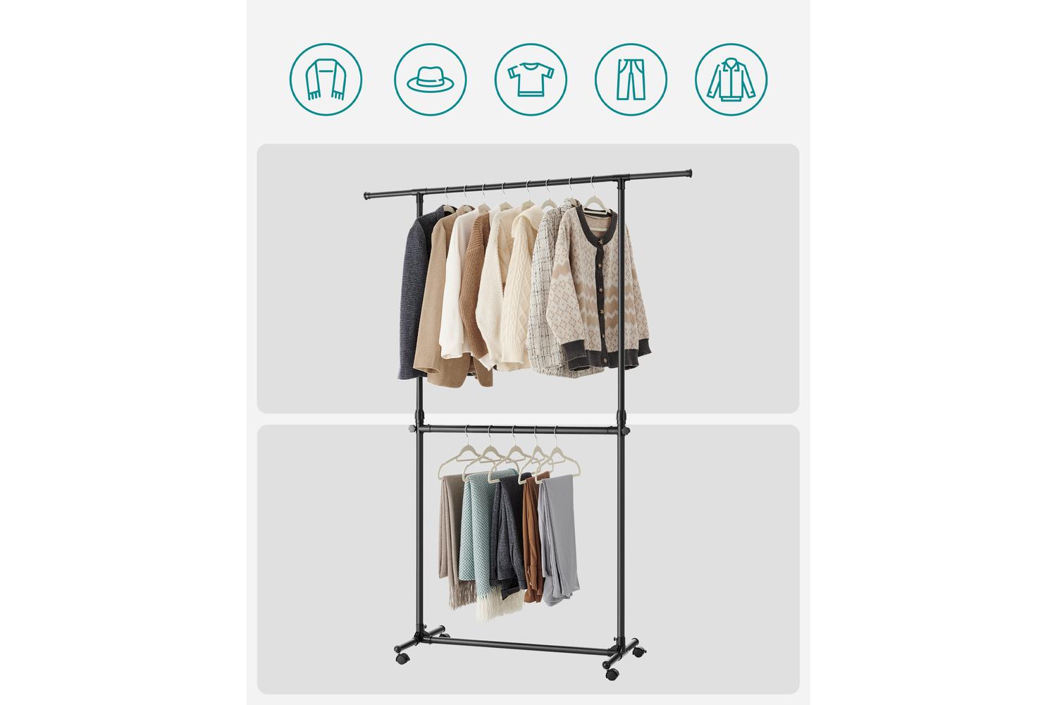 Coat Rack | Double Clothes Rail | Steel | Adjustable Size-7