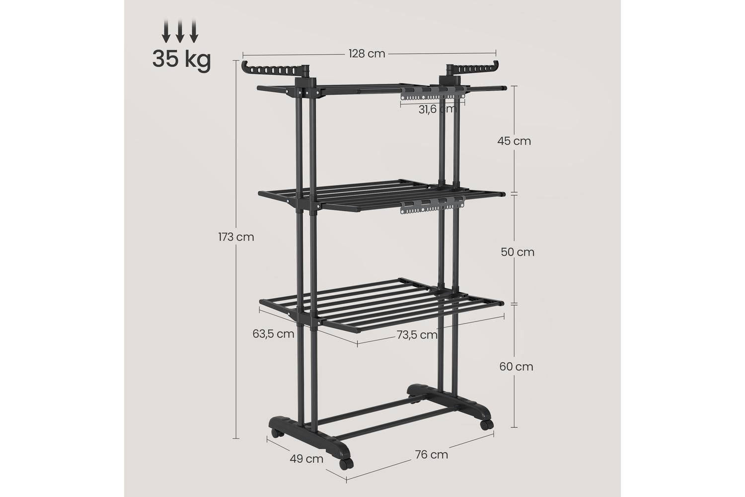 Clothes Drying Rack | Clothes Storage | Stainless Steel | Large-2
