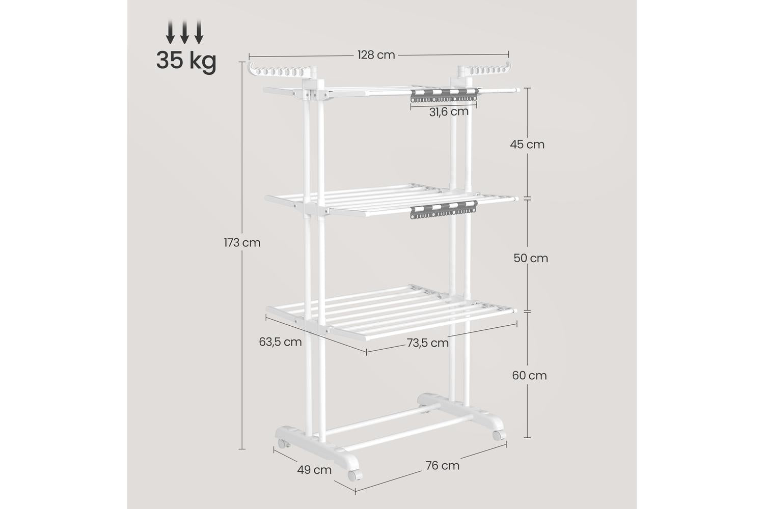 Clothes Drying Rack | Clothes Storage | Stainless Steel | Large-3