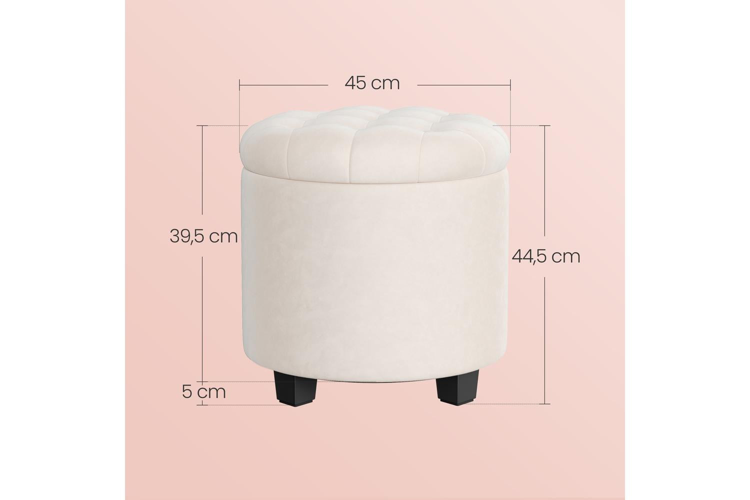 Storage Ottoman | Storage Pouf | Velvet | 45 X 45 X 44.5 Cm-2