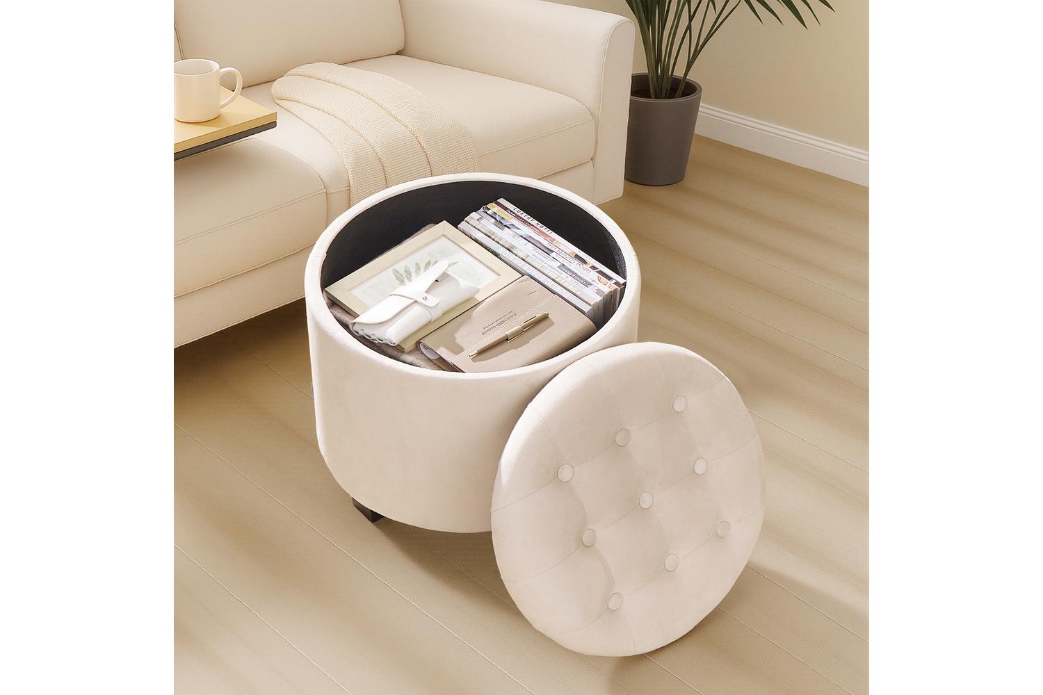 Storage Ottoman | Storage Pouf | Velvet | 45 X 45 X 44.5 Cm-3