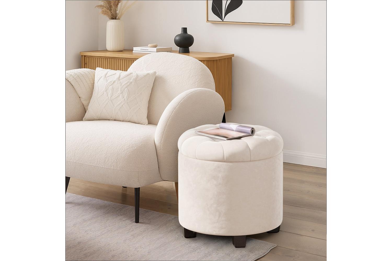 Storage Ottoman | Storage Pouf | Velvet | 45 X 45 X 44.5 Cm-4