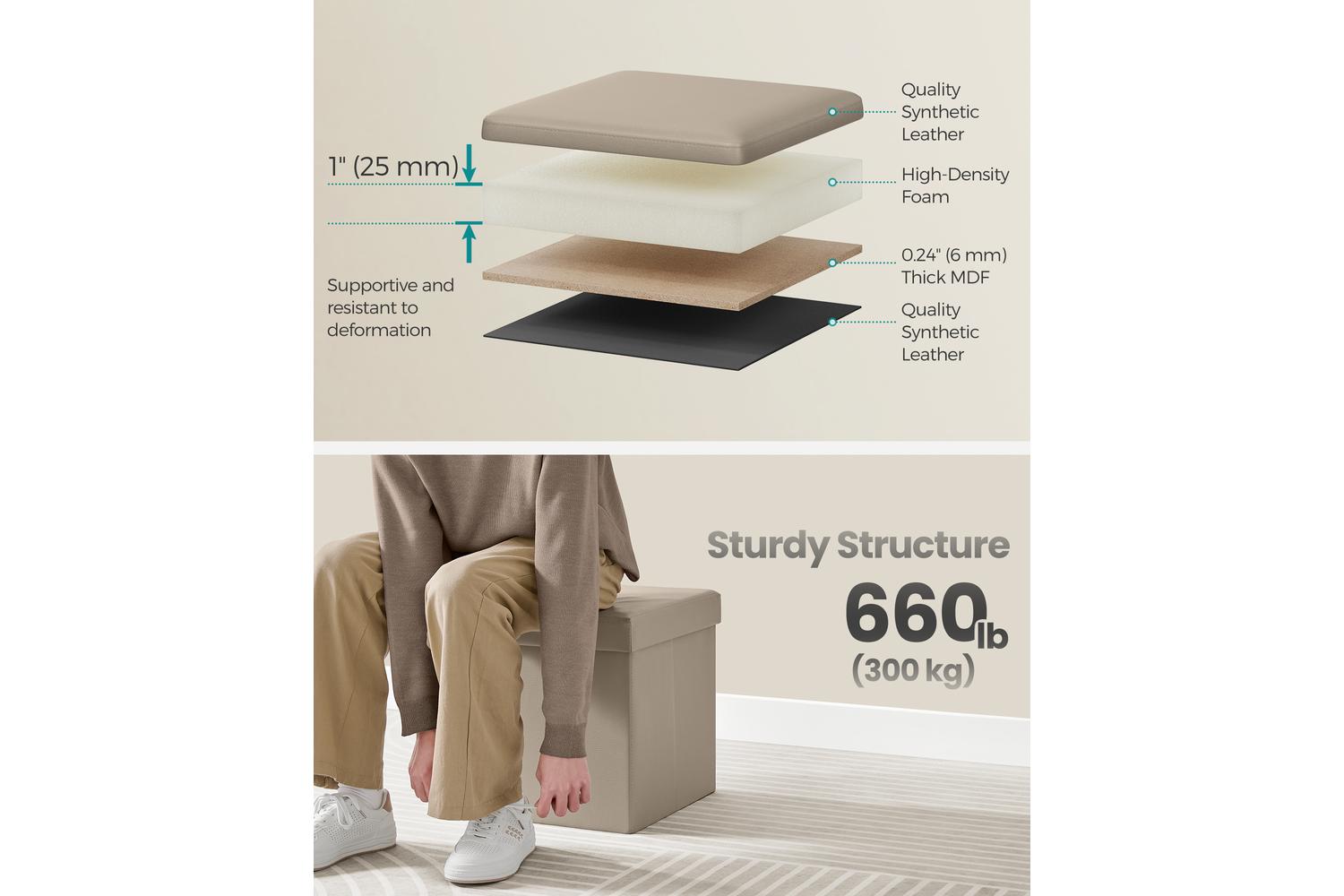 Storage Ottoman | Storage Box | Synthetic Leather | 38 X 38 X 38 Cm-2