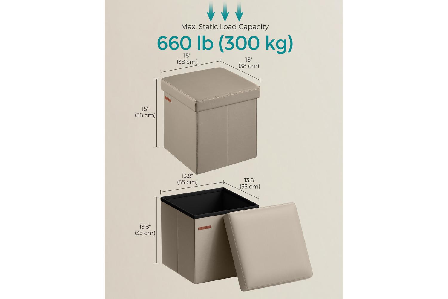 Storage Ottoman | Storage Box | Synthetic Leather | 38 X 38 X 38 Cm-4