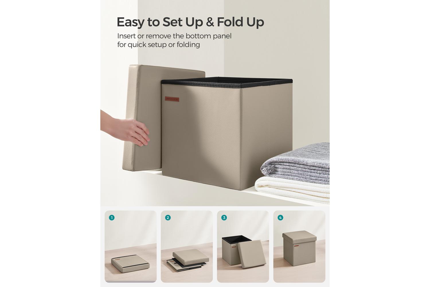 Storage Ottoman | Storage Box | Synthetic Leather | 38 X 38 X 38 Cm-5