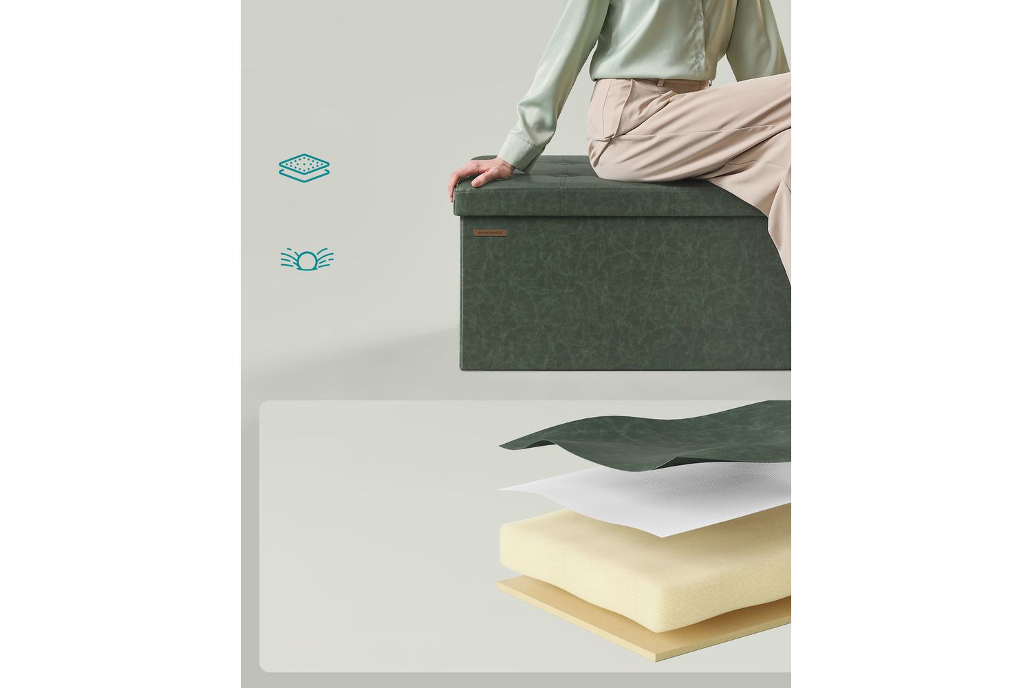 Storage Ottoman | Storage Bench | Mdf & Synthetic Leather | 76 X 38 X 38 Cm-4
