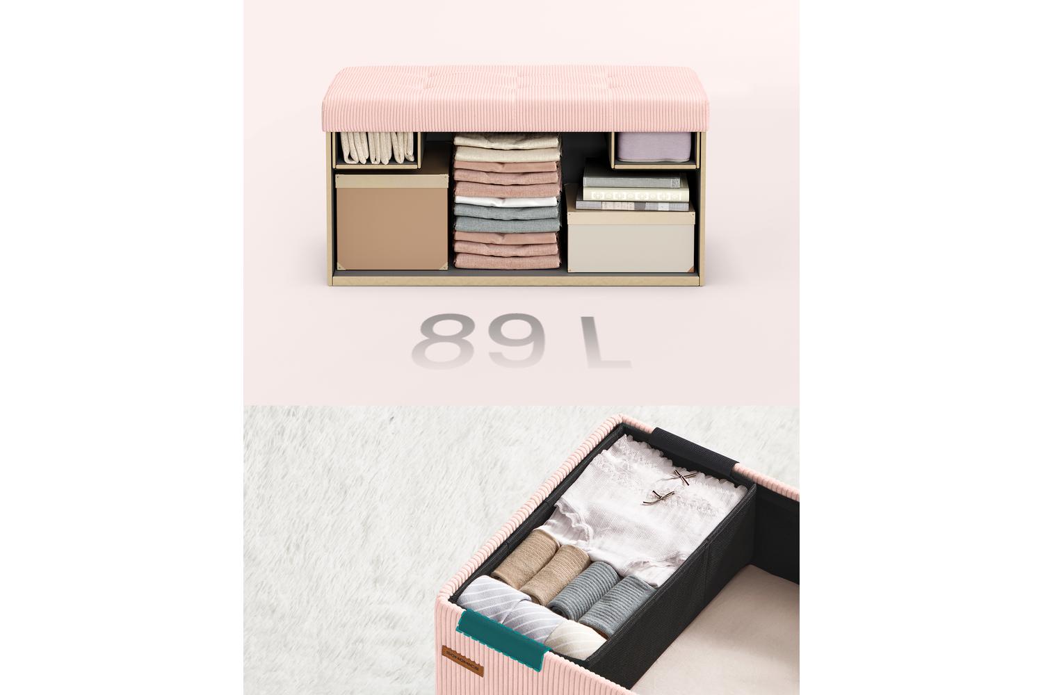 Storage Ottoman | Storage Bench | Corduroy | 38 X 76 X 38 Cm-5