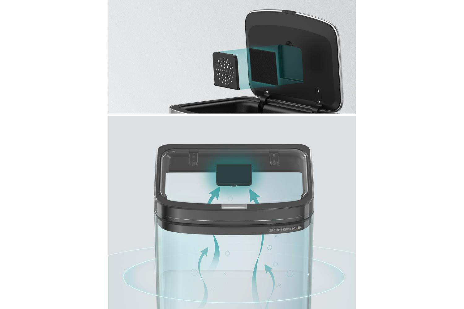 Songmics Trash Can | Rubbish Bin | Steel | 50 Litre-3