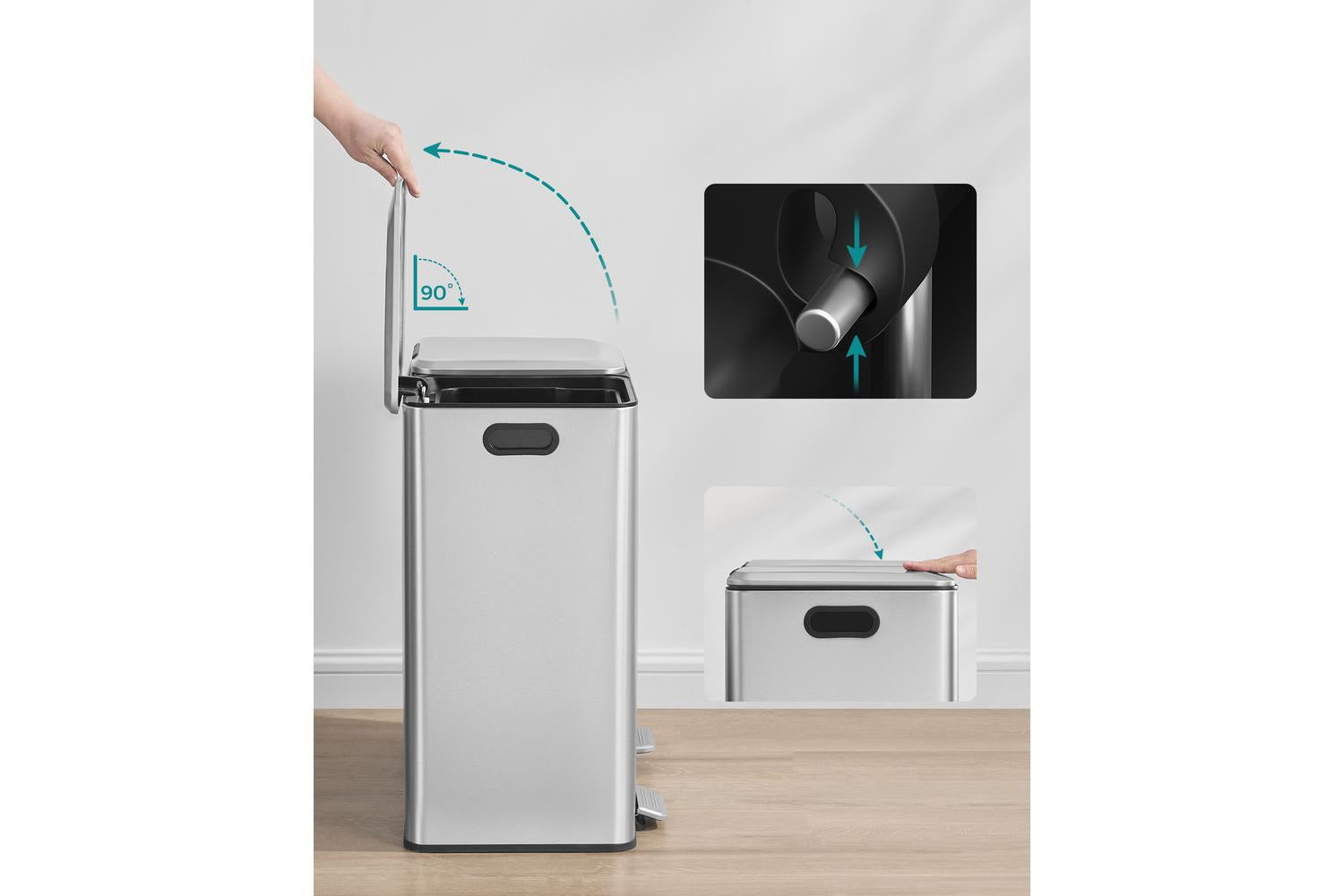 Songmics Trash Can | Stainless Steel | 64 X 58.5 X 37 Cm-3