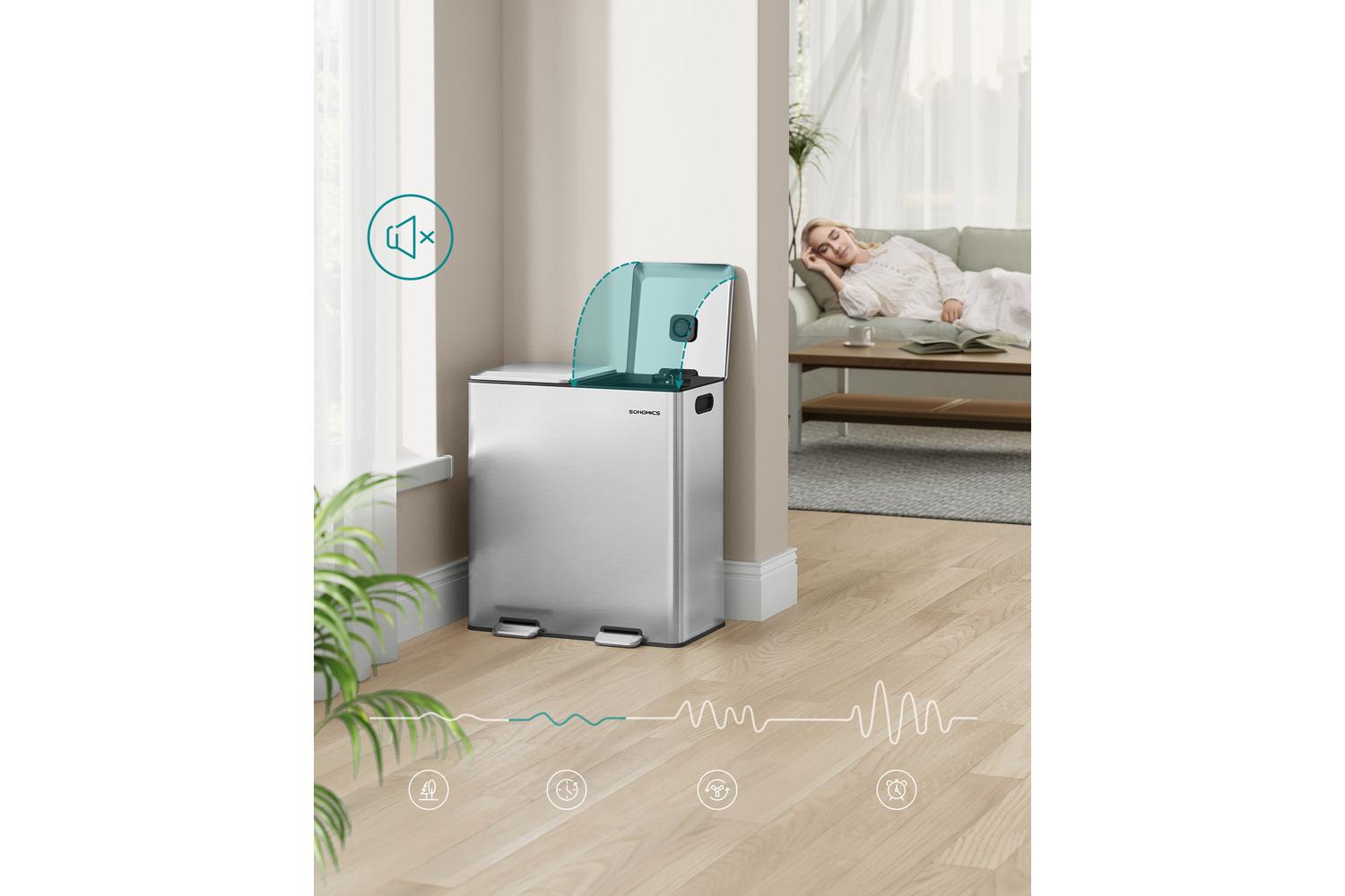 Songmics Trash Can | Stainless Steel | 64 X 58.5 X 37 Cm-4