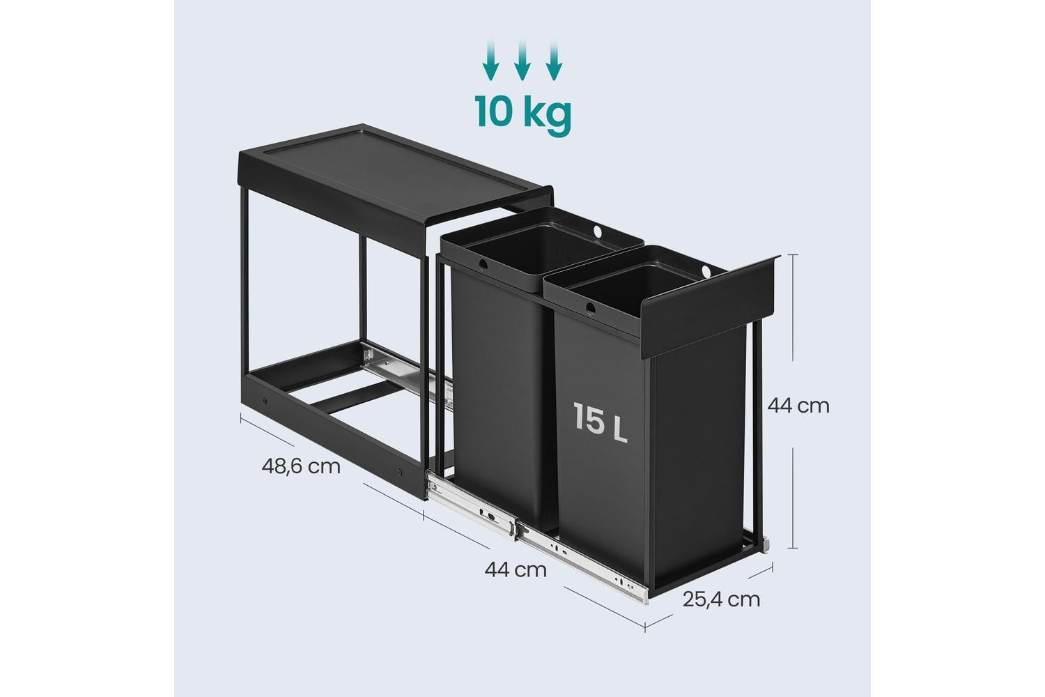 Songmics Pull Out Kitchen Bin | Double Compartment | Abs Plastic | 30 Litre-2