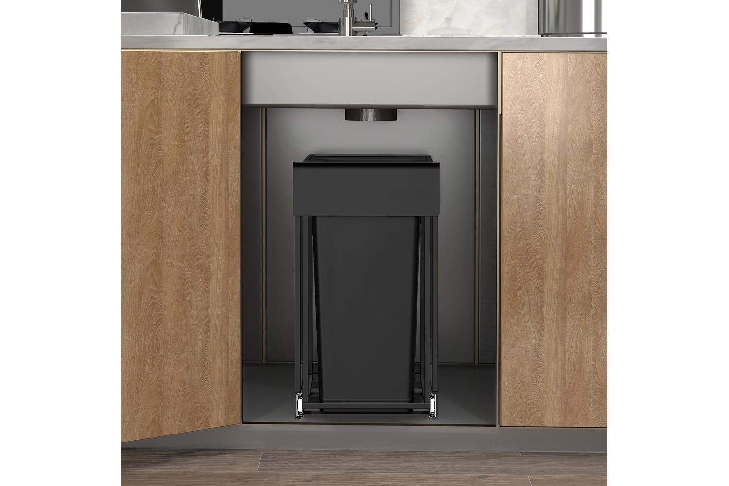 Songmics Pull Out Kitchen Bin | Double Compartment | Abs Plastic | 30 Litre-4