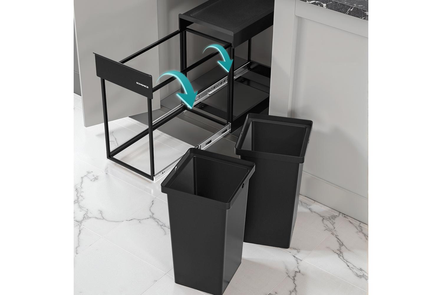 Songmics Pull Out Kitchen Bin | Double Compartment | Abs Plastic | 30 Litre-6