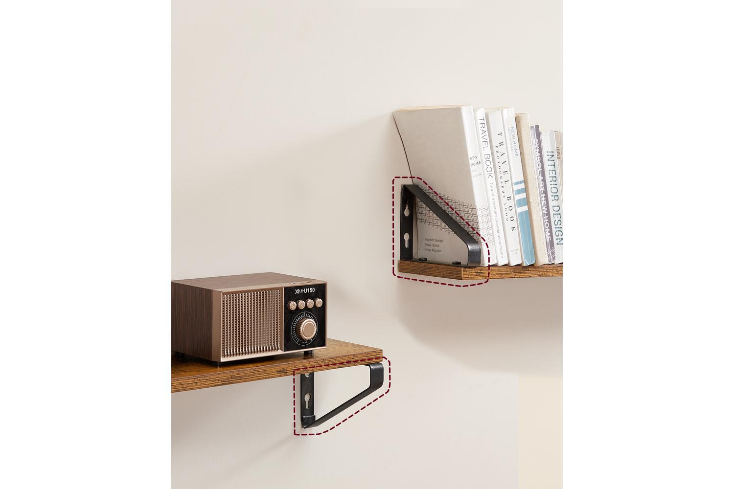 Wall Shelf Set | Wall Storage Shelves | Chipboard & Steel | Set Of 3-2