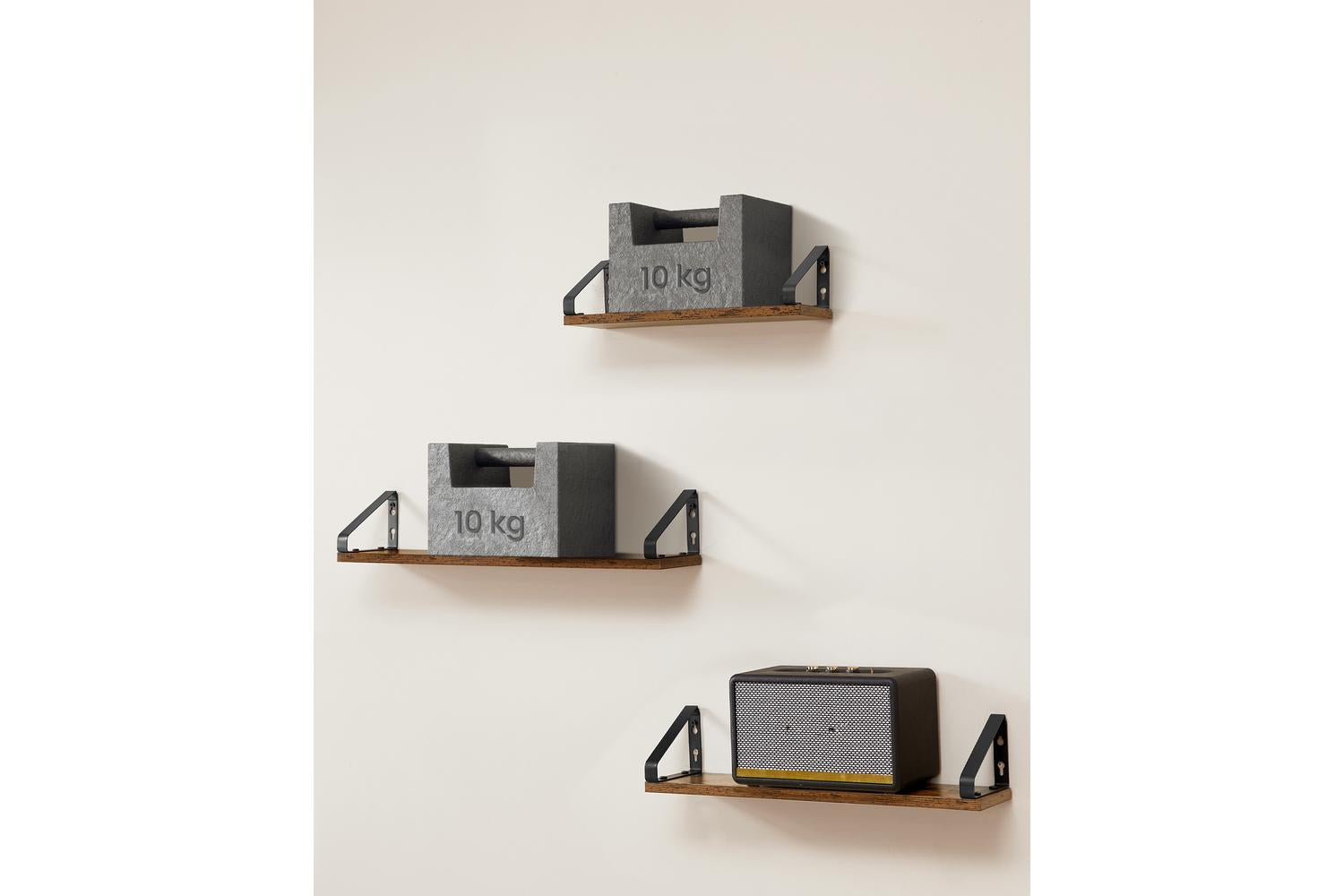 Wall Shelf Set | Wall Storage Shelves | Chipboard & Steel | Set Of 3-3